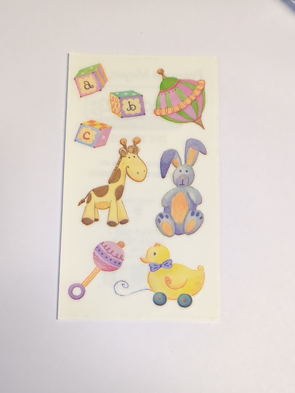 ☀️VTG Frances Meyer Baby Toys Sticker Sheet Watercolor Rattle Blocks Giraffe